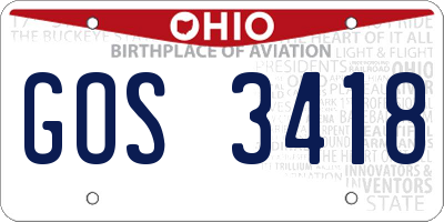 OH license plate GOS3418
