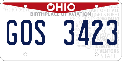 OH license plate GOS3423