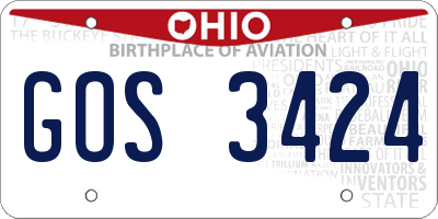 OH license plate GOS3424