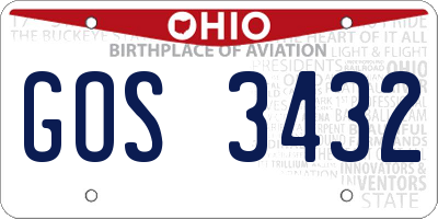 OH license plate GOS3432
