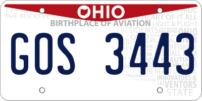 OH license plate GOS3443
