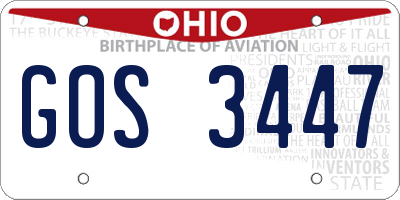 OH license plate GOS3447