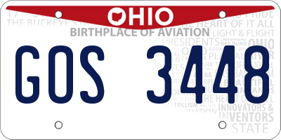 OH license plate GOS3448