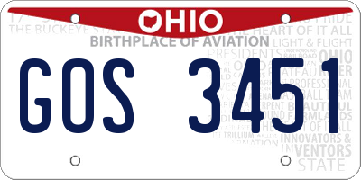 OH license plate GOS3451