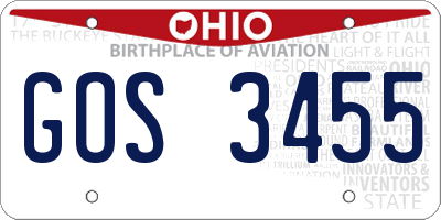 OH license plate GOS3455