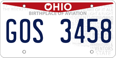 OH license plate GOS3458