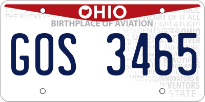 OH license plate GOS3465