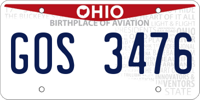 OH license plate GOS3476