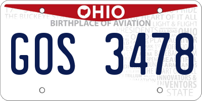 OH license plate GOS3478