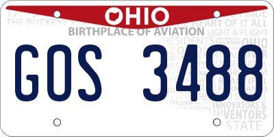 OH license plate GOS3488