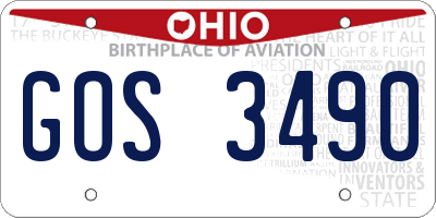OH license plate GOS3490