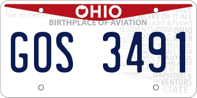 OH license plate GOS3491