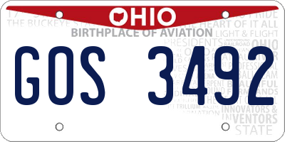 OH license plate GOS3492