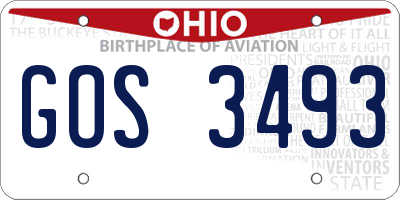 OH license plate GOS3493