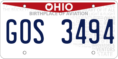 OH license plate GOS3494