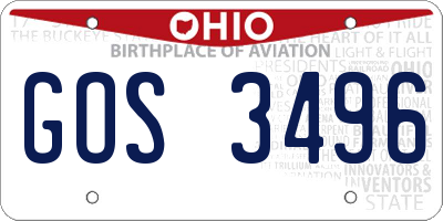 OH license plate GOS3496