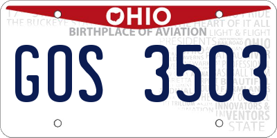 OH license plate GOS3503