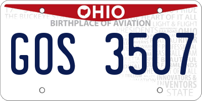 OH license plate GOS3507