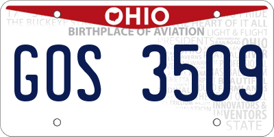 OH license plate GOS3509