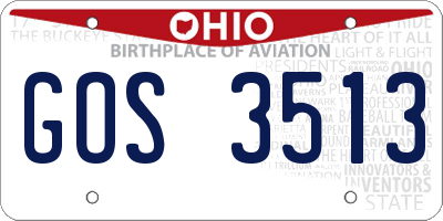 OH license plate GOS3513