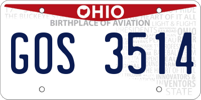 OH license plate GOS3514
