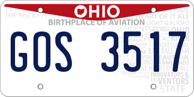 OH license plate GOS3517