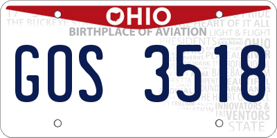 OH license plate GOS3518