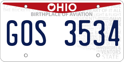 OH license plate GOS3534