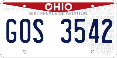 OH license plate GOS3542