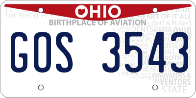 OH license plate GOS3543