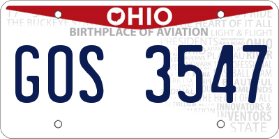 OH license plate GOS3547