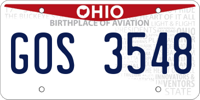 OH license plate GOS3548
