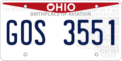 OH license plate GOS3551