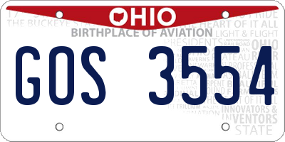 OH license plate GOS3554