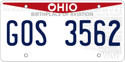 OH license plate GOS3562