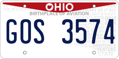 OH license plate GOS3574