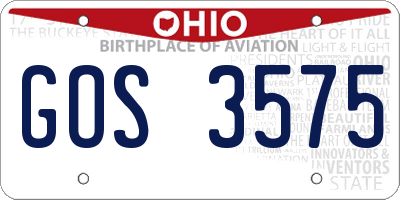 OH license plate GOS3575