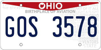 OH license plate GOS3578