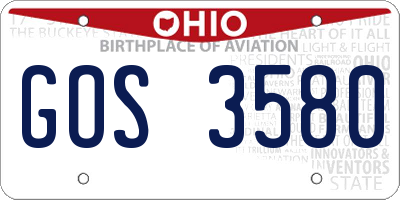 OH license plate GOS3580