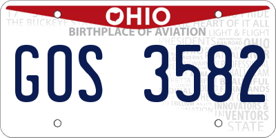 OH license plate GOS3582