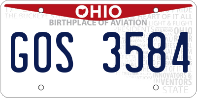 OH license plate GOS3584