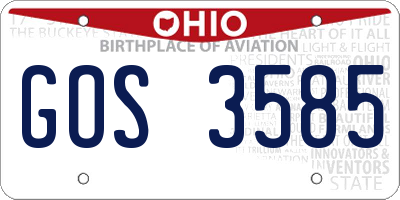 OH license plate GOS3585