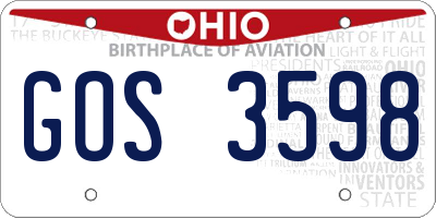 OH license plate GOS3598