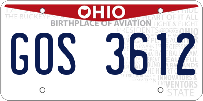 OH license plate GOS3612