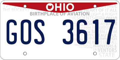 OH license plate GOS3617