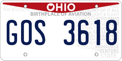 OH license plate GOS3618
