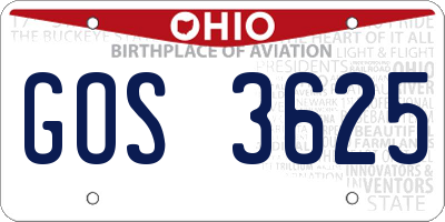 OH license plate GOS3625
