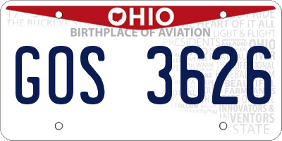 OH license plate GOS3626