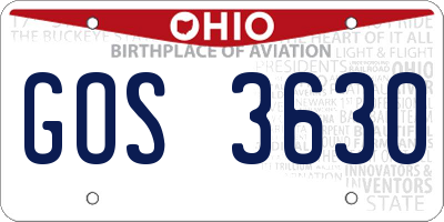 OH license plate GOS3630
