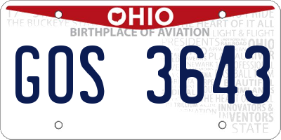 OH license plate GOS3643